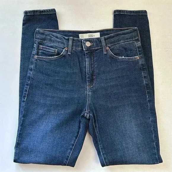 Topshop Moto Sidney Skinny Jeans Mid Rise  Dark Blue Size 26 - Picture 16 of 16
